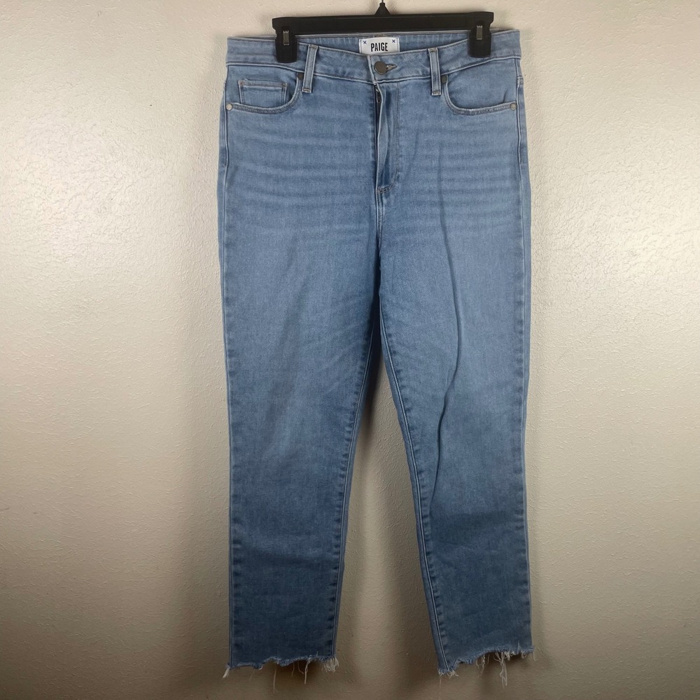 Paige Hoxton Slim Crop Jeans Melrose Tattered Hem Light Wash Womens Size‎ 30
